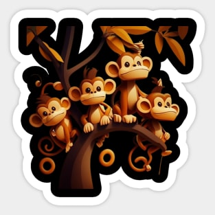 FOUR LITTLE MONKEYS IN A TREE Sticker